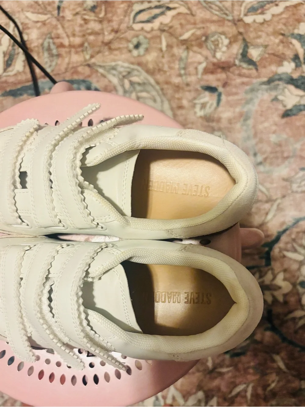 Adult Steve Madden  Cream Velcro Casual Sneakers